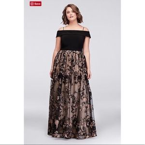 Cold shoulder ball gown with floral lace